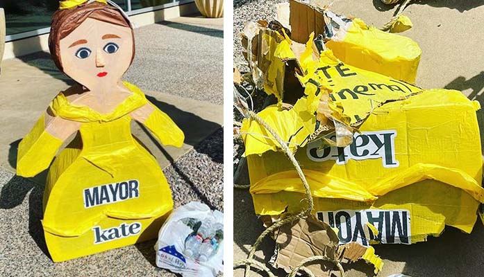 Activists Beat Effigy Of Mayor Kate Gallego During Her Annual Address