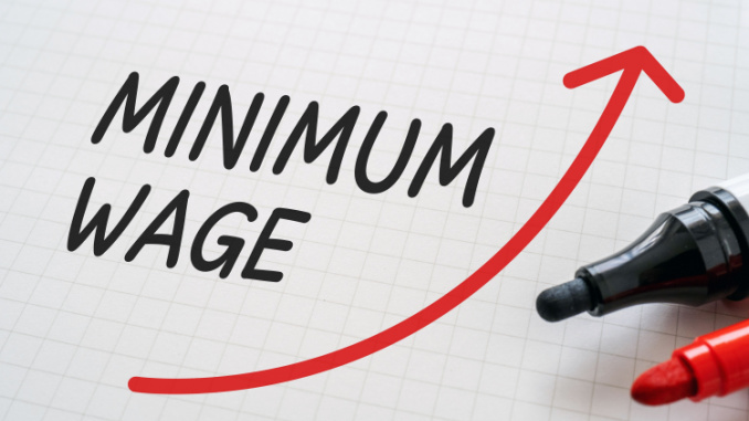 minimum wage with arrow pointing up