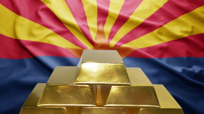 Arizona flag with gold bars